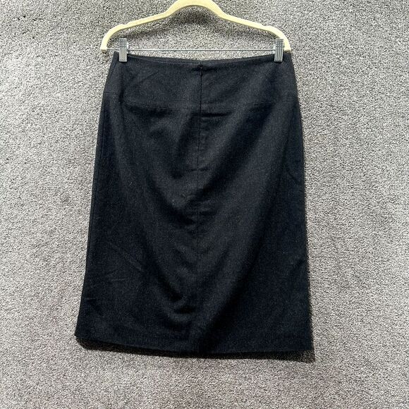 VTG Banana‎ Republic Pencil Skirt 6 Gray Wool Blend Front Slit Back Zip Lined - Picture 2 of 14